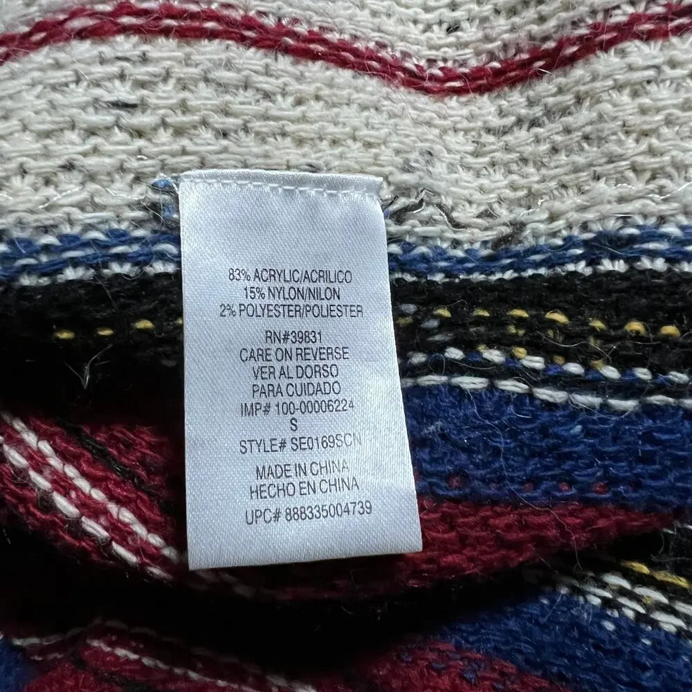 Sam Edelman Stripe Southwestern Elsie Vest Waterfall Hem Shawl Size Small Boho